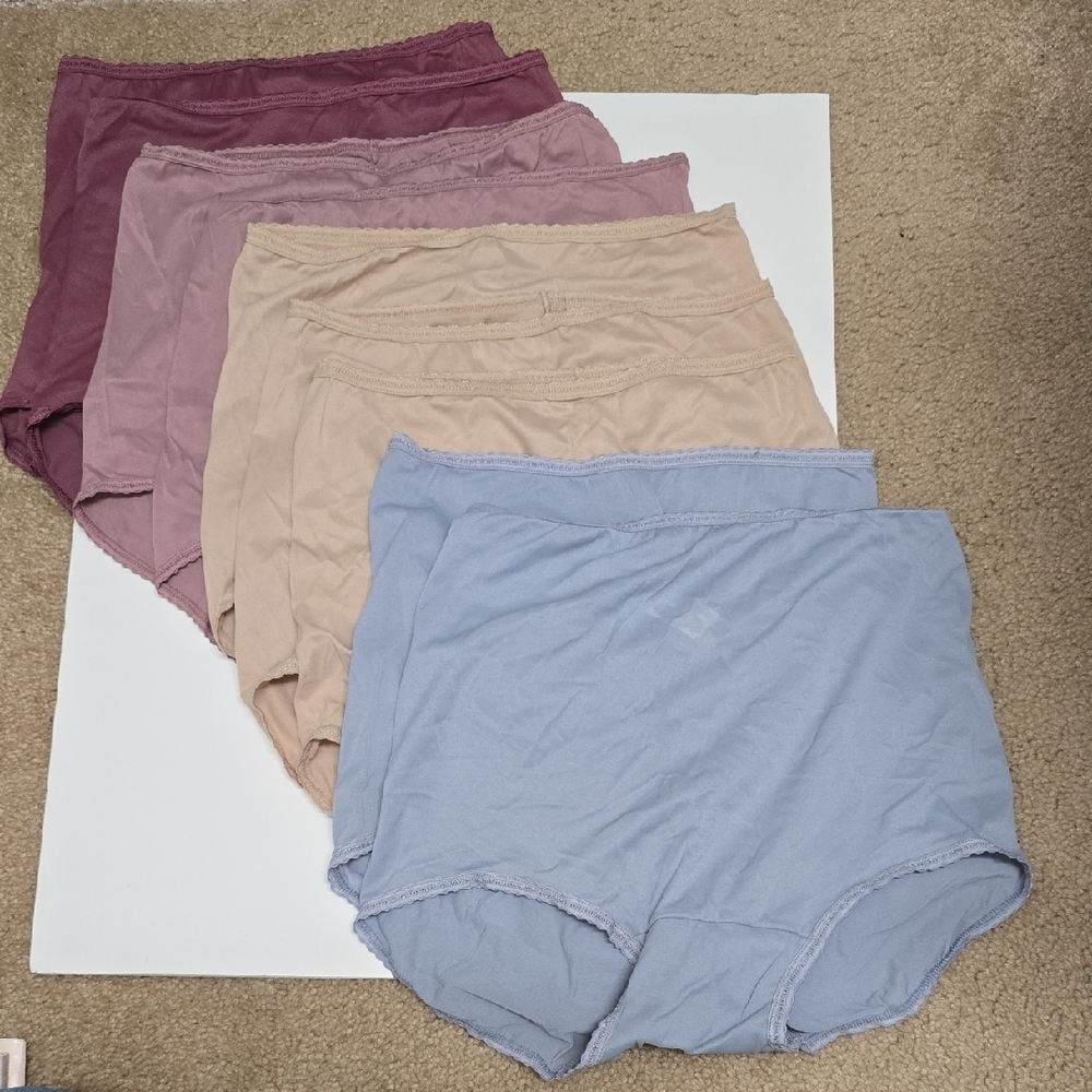 BALI - Set of 9: Women's Assorted Color Panties - Briefs, High Waisted - Size M